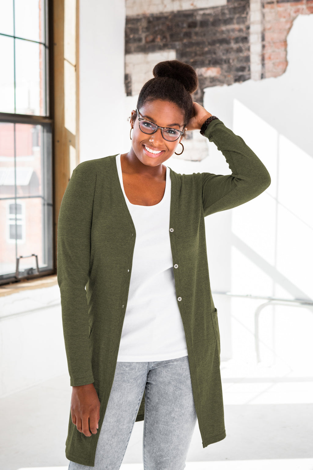 Ladies Eco-Triblend Rib Cardigan